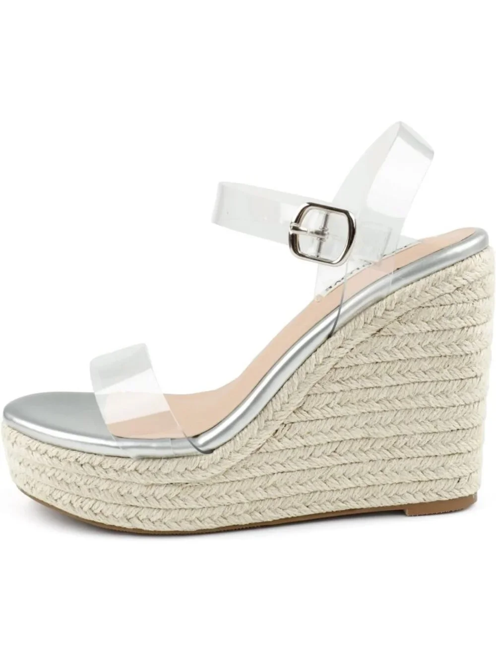 Women's Clear Espadrille Wedge Sandals Platform Ankle Strap Open Toe Heels